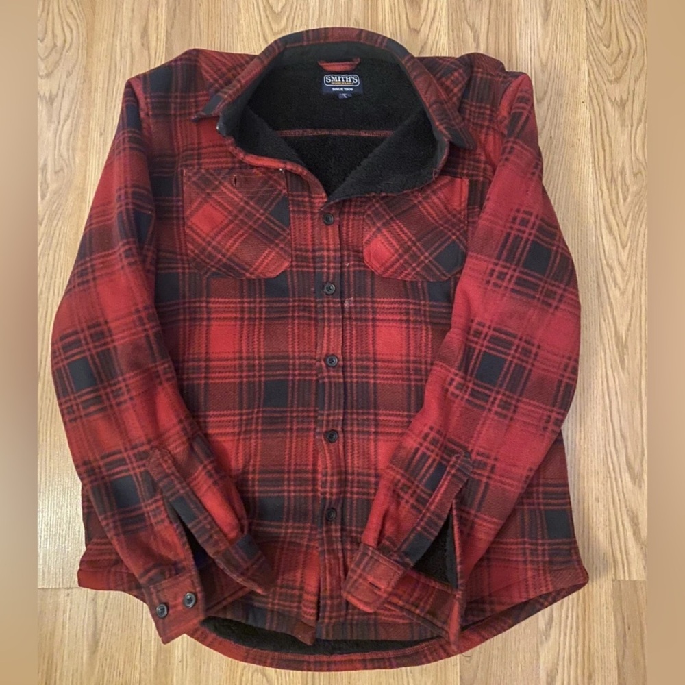Smiths Workwear Fleece Lined Shirt Jacket Men's Red/Black L